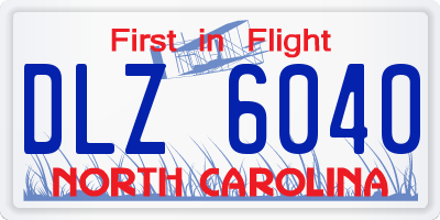 NC license plate DLZ6040