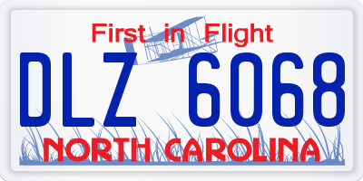 NC license plate DLZ6068