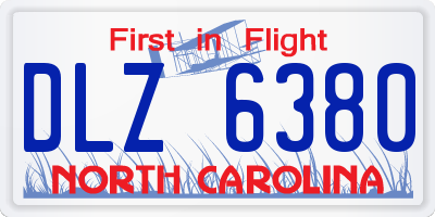 NC license plate DLZ6380