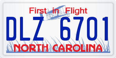 NC license plate DLZ6701