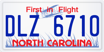NC license plate DLZ6710