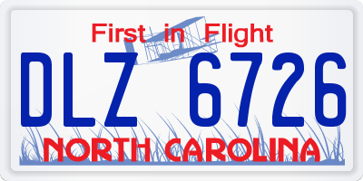 NC license plate DLZ6726