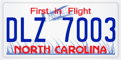 NC license plate DLZ7003