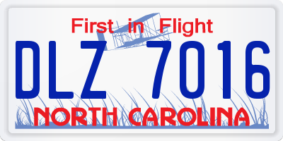 NC license plate DLZ7016
