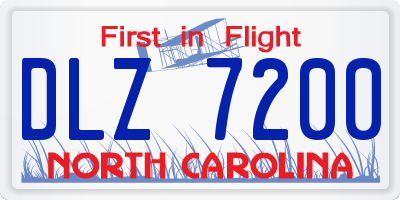 NC license plate DLZ7200