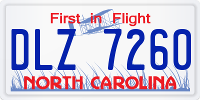 NC license plate DLZ7260