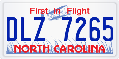 NC license plate DLZ7265