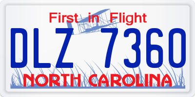 NC license plate DLZ7360