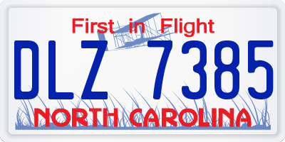 NC license plate DLZ7385