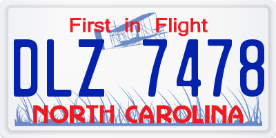 NC license plate DLZ7478