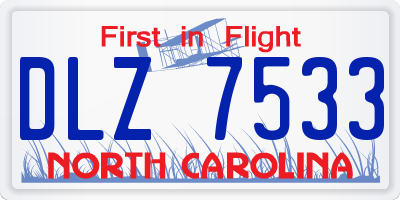 NC license plate DLZ7533
