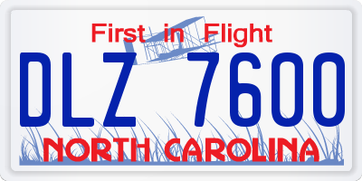 NC license plate DLZ7600