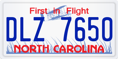 NC license plate DLZ7650