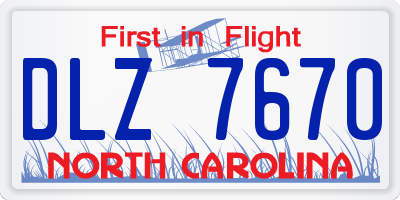 NC license plate DLZ7670