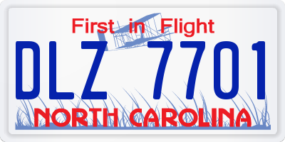 NC license plate DLZ7701