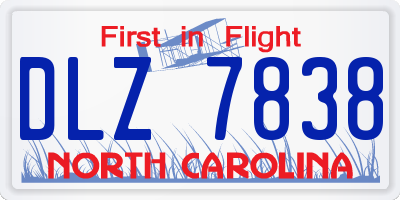 NC license plate DLZ7838