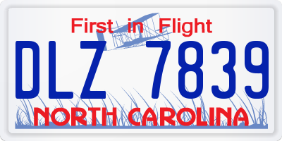 NC license plate DLZ7839