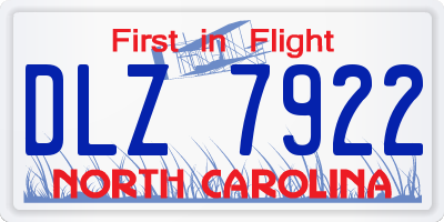 NC license plate DLZ7922