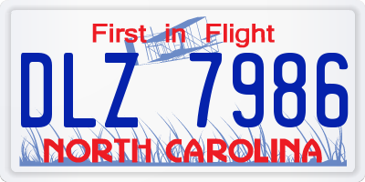 NC license plate DLZ7986