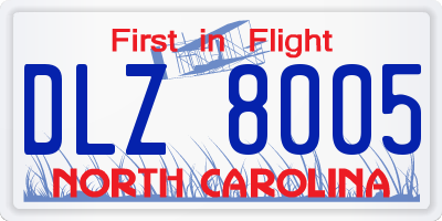 NC license plate DLZ8005