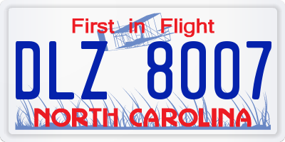NC license plate DLZ8007