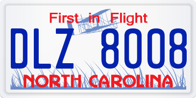 NC license plate DLZ8008