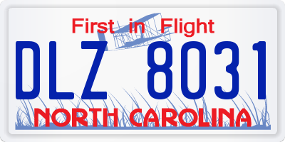 NC license plate DLZ8031