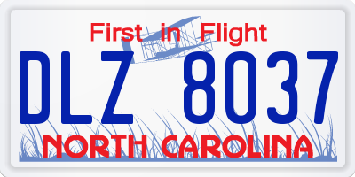 NC license plate DLZ8037