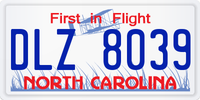 NC license plate DLZ8039