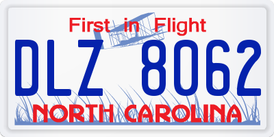 NC license plate DLZ8062