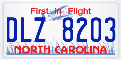 NC license plate DLZ8203