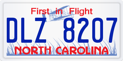 NC license plate DLZ8207