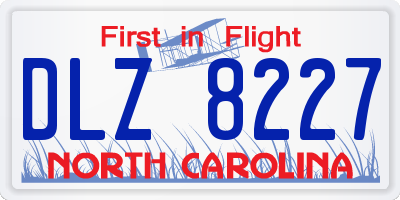 NC license plate DLZ8227
