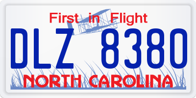 NC license plate DLZ8380