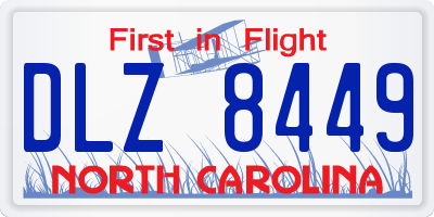 NC license plate DLZ8449