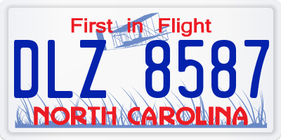 NC license plate DLZ8587