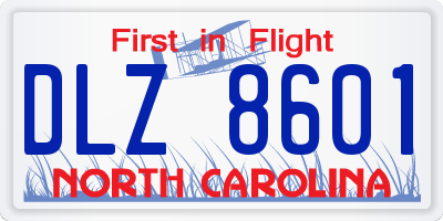 NC license plate DLZ8601