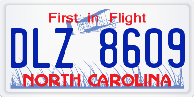 NC license plate DLZ8609