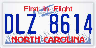 NC license plate DLZ8614