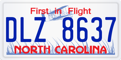 NC license plate DLZ8637
