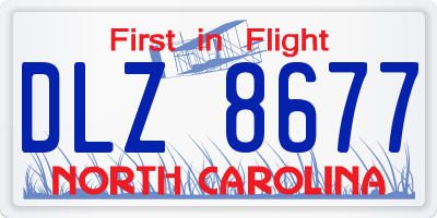 NC license plate DLZ8677