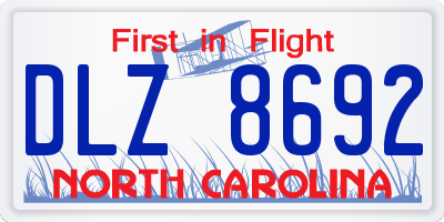 NC license plate DLZ8692