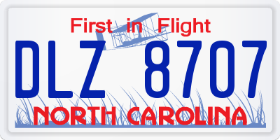 NC license plate DLZ8707