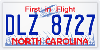 NC license plate DLZ8727