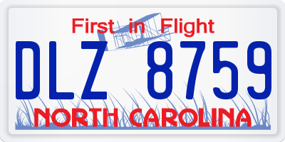 NC license plate DLZ8759