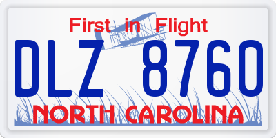 NC license plate DLZ8760