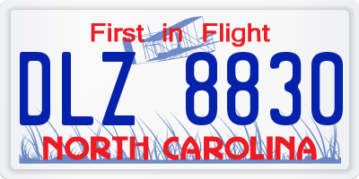 NC license plate DLZ8830