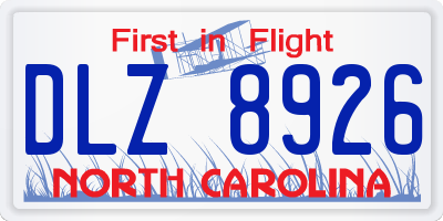 NC license plate DLZ8926