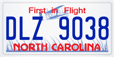 NC license plate DLZ9038