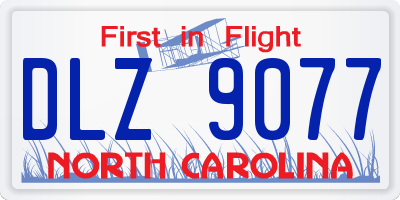 NC license plate DLZ9077